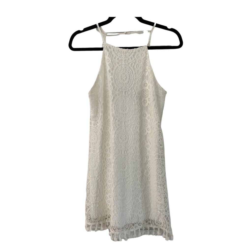 White lace dress with fringe